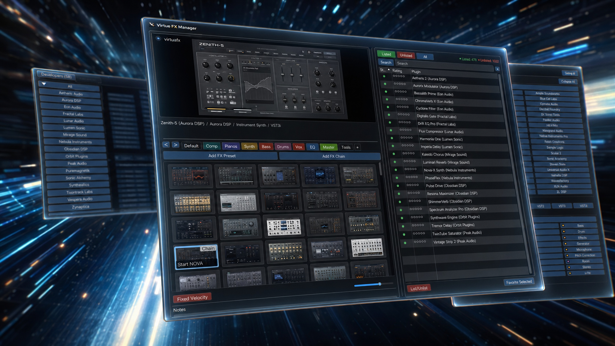 Favorites tabs and FX presets